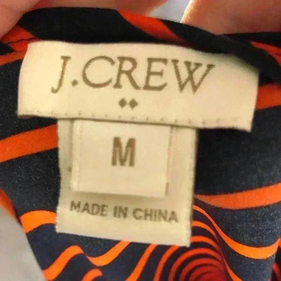 J Crew Orange & Navy Stripe 3/4 Sleeve Blouse - Picture 4 of 4
